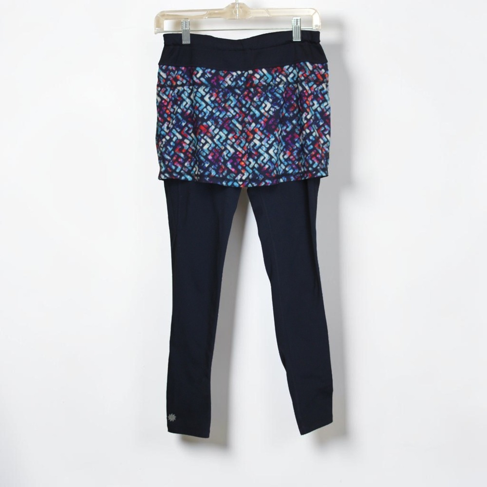 Athleta Women's Navy Blue Geometric Print‎ Skirted Leggings Skapri Small